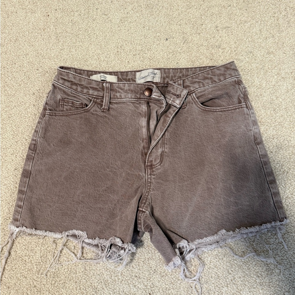 Universal Thread Brown Jean Shorts with Frayed Hem
